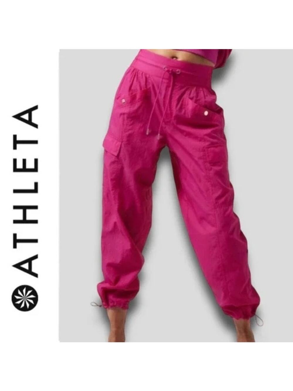 Athleta x Alicia Keys High Waist Utility Pants Pink Fuschia 14 - Picture 1 of 10